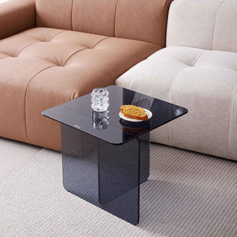Elegant and sophisticated side table made of tempered glass, Smoke Grey