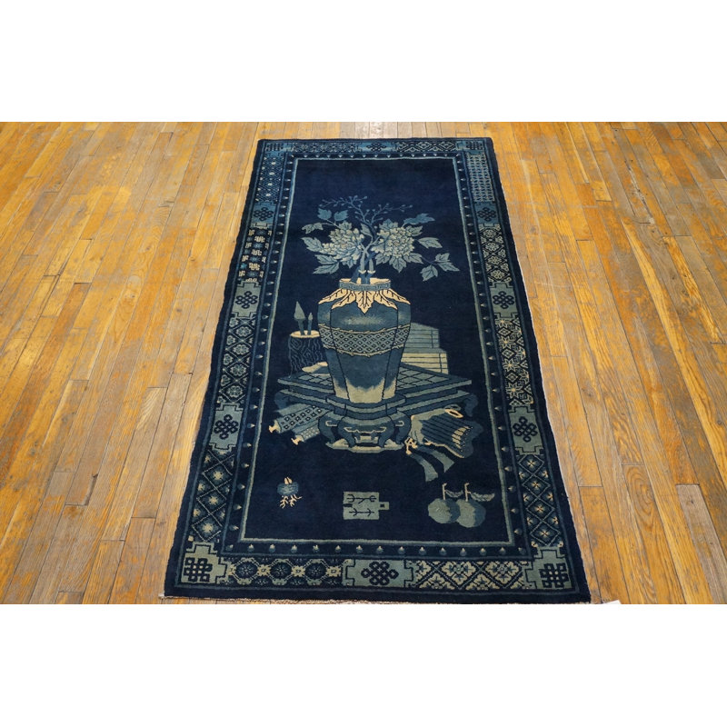 Tapis chinois antique - bleu Baotou 1925