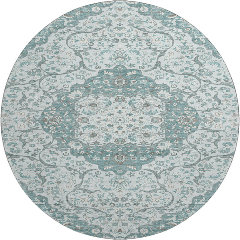 Premium Machine Washable Varasteh AMF1677 Medallion Rug, Round 8'