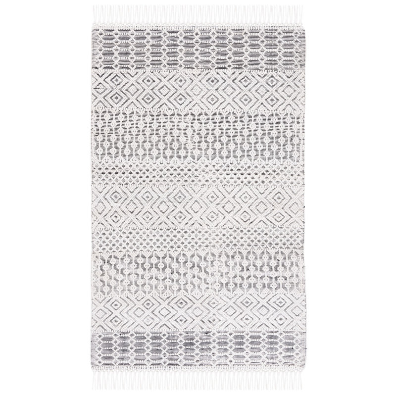 Tapis noir / ivoire tissé à la main Randalia, Rectangulaire 8 pi x 10 pi