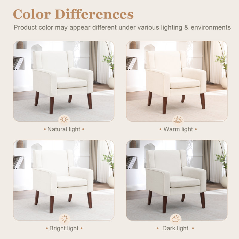 Mid-Century Accent Chairs Featuring Removable Cushions, Beige