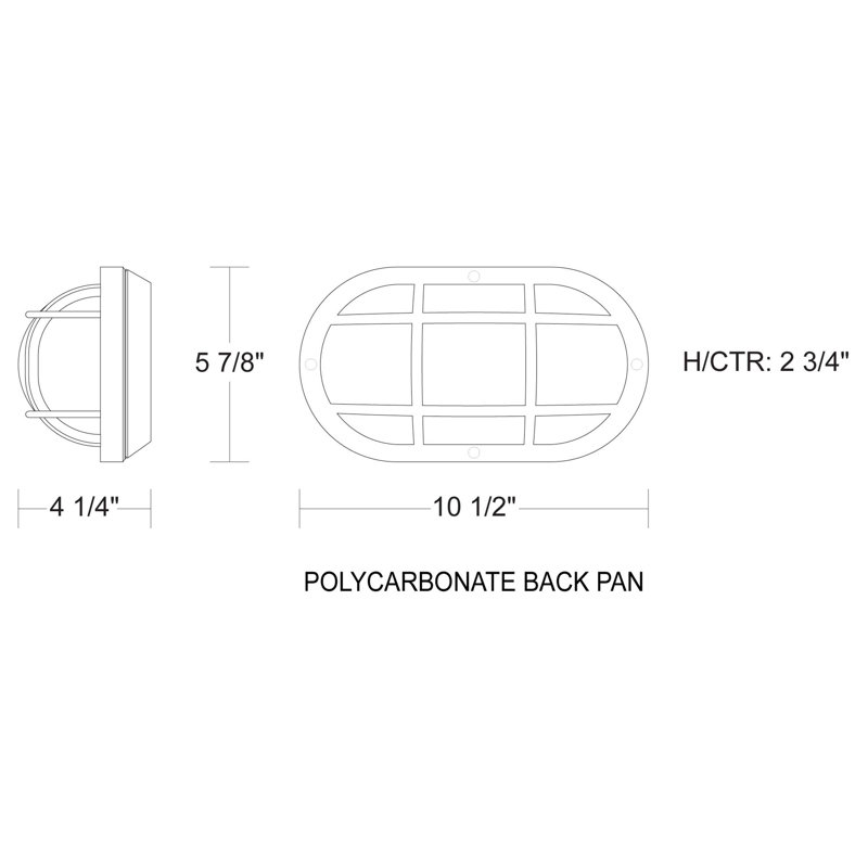 Solus Nautical Oblong Wall Mount Fixture with Grid-Style Diffuser Cage, Black, 4000K
