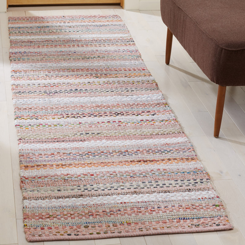 Vesey Hand Woven Cotton Striped Rug, Runner 2'3" x 8'