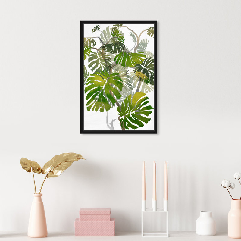Tropical " Tropical Jungle Tree Modern White " by Ernst Haeckel Painting Print, Black Wood Framed, 16" H x 11" W