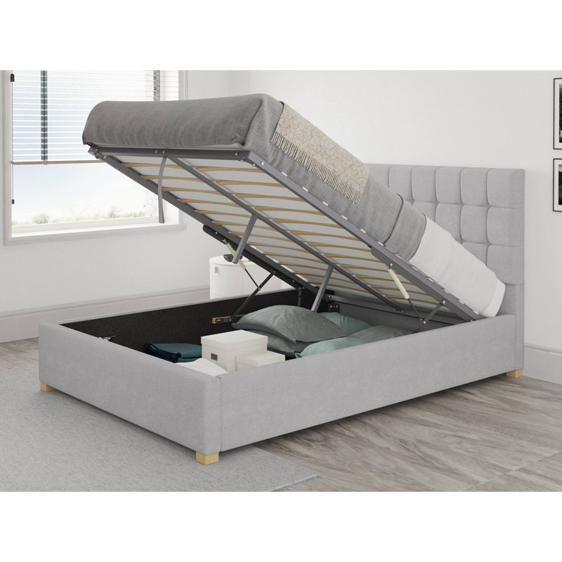 Chevalier Upholstered Ottoman Storage Bed, Kingsize (5'), Light Grey