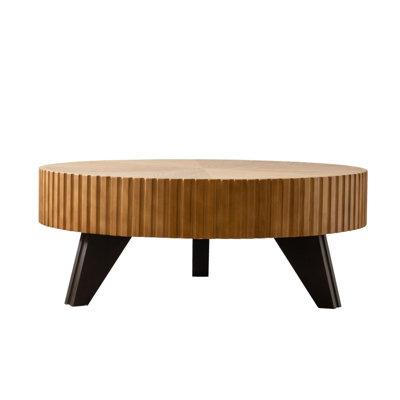 35.4 "Round Retro Coffee Table, Coffee Table Suitable For Coffee And Home Decor, Natural