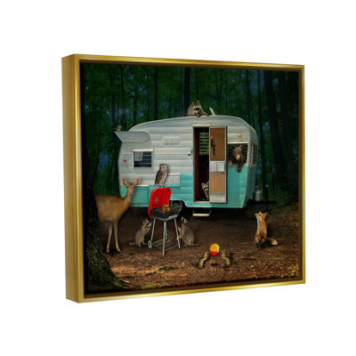 «RV Camping Woodland Wildlife Animals - Floater Frame», impression sur toile