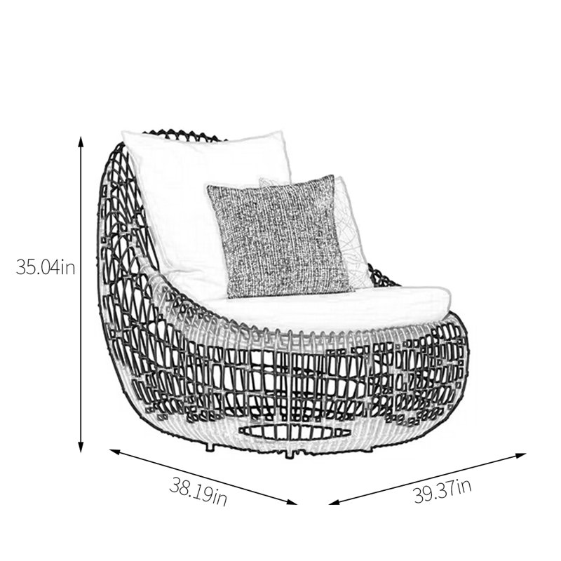 Chaise de patio en rotin PE, Noir