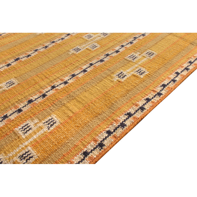Scandinavian Hand Knotted Wool Geometric Area Rug, Rectangle 9' x 12'