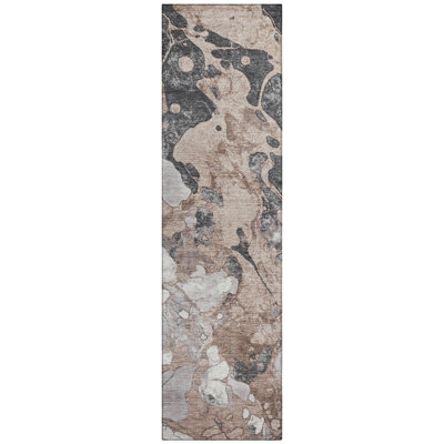 Machine Washable Indoor/Outdoor Xhevrie Mocha Rug