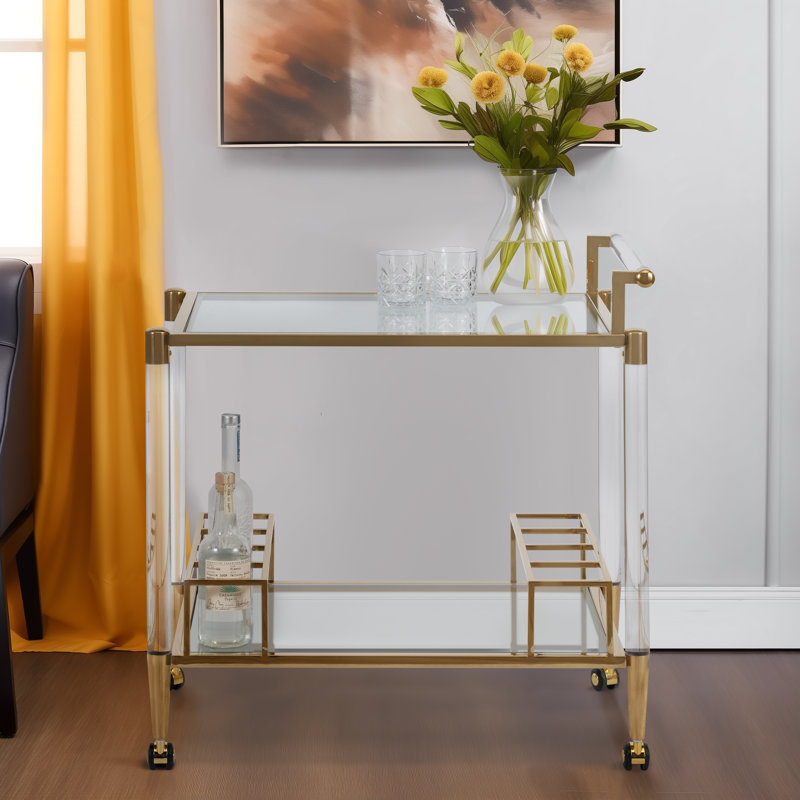 Everly Quinn 32" Lushley Acrylic Drink Cart