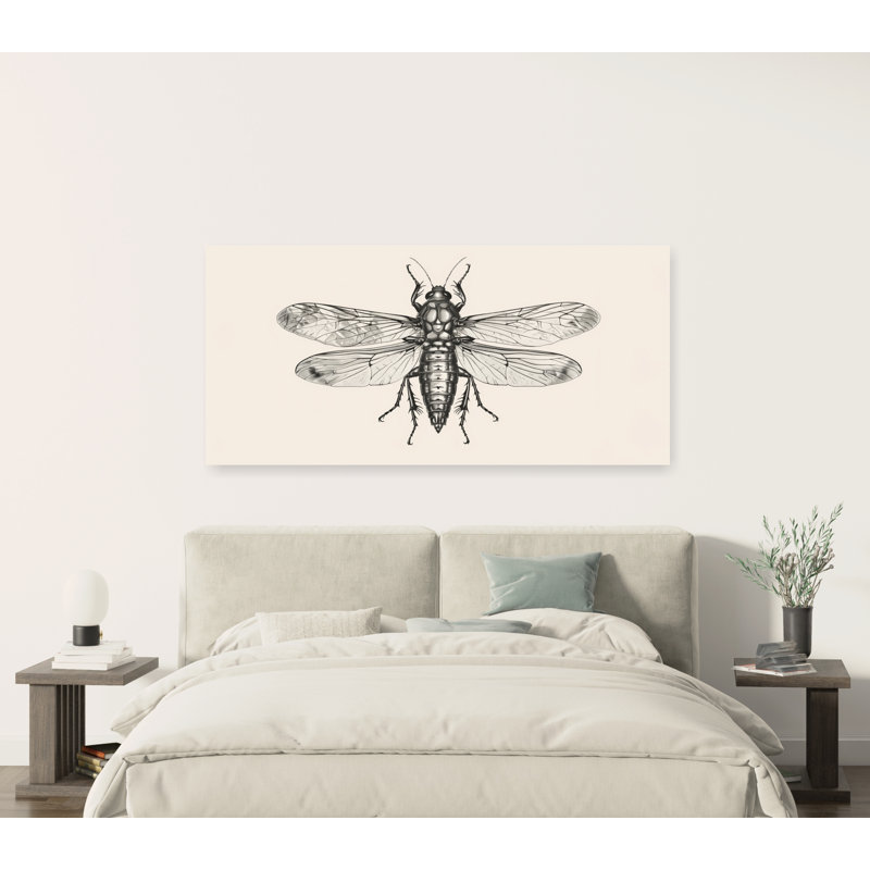 Reproduction de cigale, art mural rétro très grand, art mural sur toile, impression minimaliste, Toile tendue