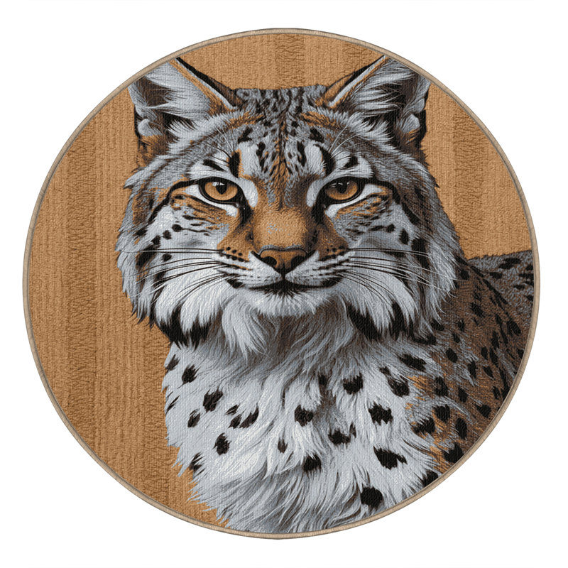  Tapis lavable avec gros chats Lynx, Rond 6 pi
