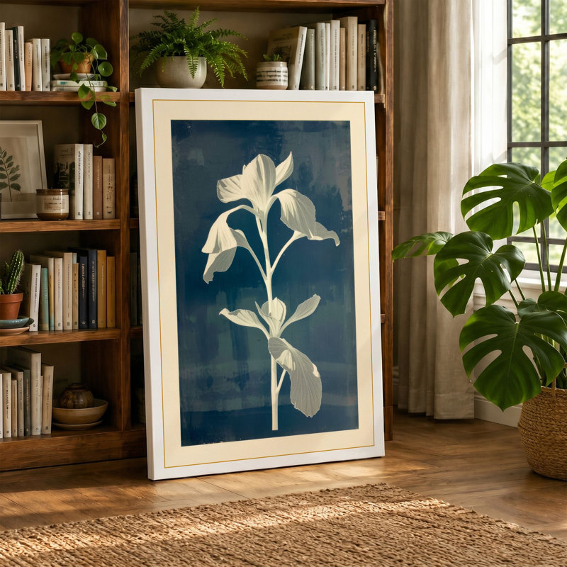 Iris Study Botanical - Wrapped Canvas, 36x24 - 91.4 x 61.0 cm, Ochre Border