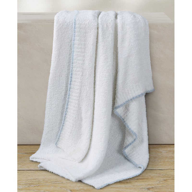 Queen Size Blue and White Knitted Throw Blanket