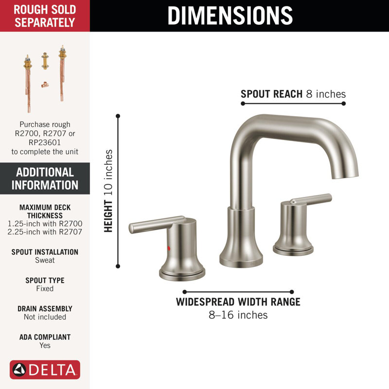 Roman Tub Trim, Stainless