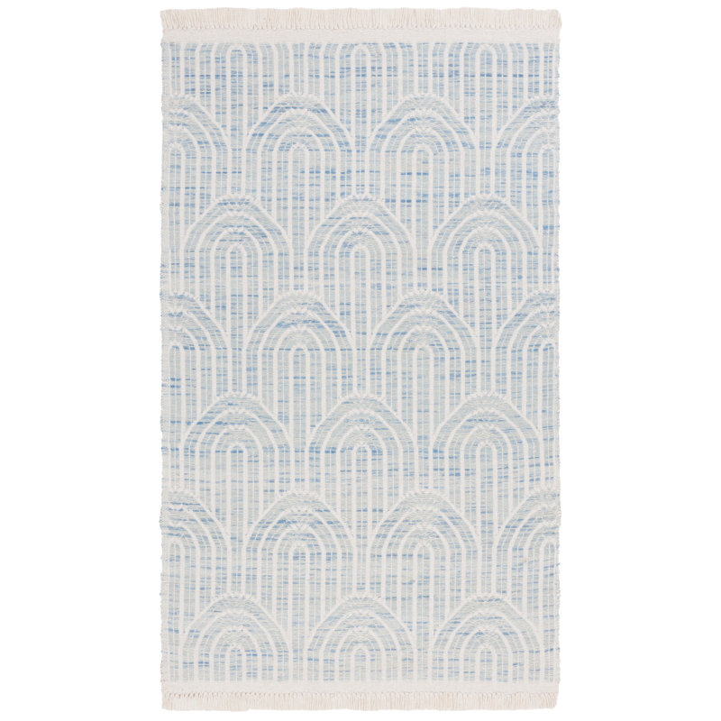 Klevis Hand Woven Wool Striped Rug, Rectangle 4' x 6'