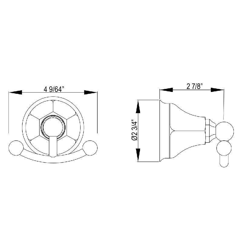 Palladian® Double Mounting Robe Hook, Polished Nickel