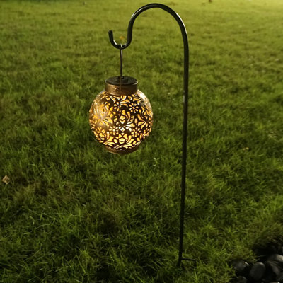 2 Pack Shepherd Hook 1/2 Inch Thick Use At Weddings, Hanging Solar Lights, Lanterns, Bird Feeders, Metal Hanger Hook (Black)