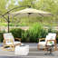Parasols de 10 pi et accessoires avec auvent en lin beige et acier beige, conception réglable