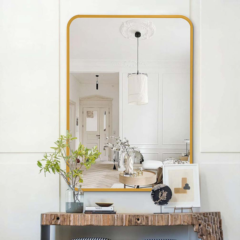 Miroir mural pour salle de bain, Doré, Rectangulaire, 30 po x 22 po