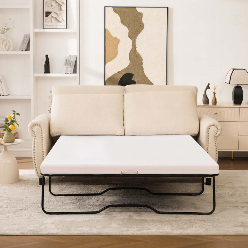 Canapé-lit 2 places avec canapé-lit et matelas, Beige