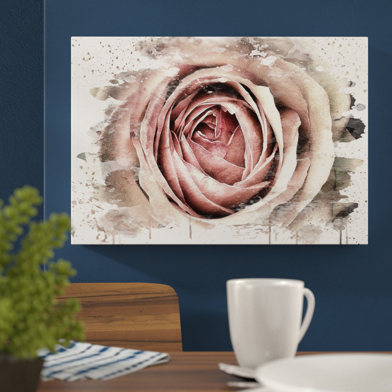 Flower Pink Rose - Wall Art, 70cm H x 100cm W, Wrapped Canvas