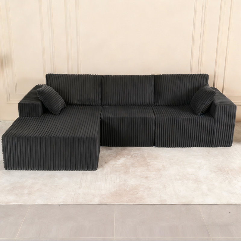 Canapé modulaire modulaire avec coussin, canapé modulaire Cloud avec méridienne, canapé modulaire moderne en L avec assise profonde, canapé rembourré pour le salon et la chambre à coucher, gris