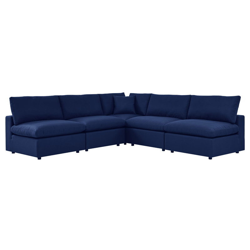 Canapé modulaire d'extérieur sans accoudoirs 5 pièces Commix Sunbrella par Modway, Sunbrella® bleu marine