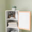Armoire de rangement pour salle de bain haute avec portes en bambou - naturel / blanc