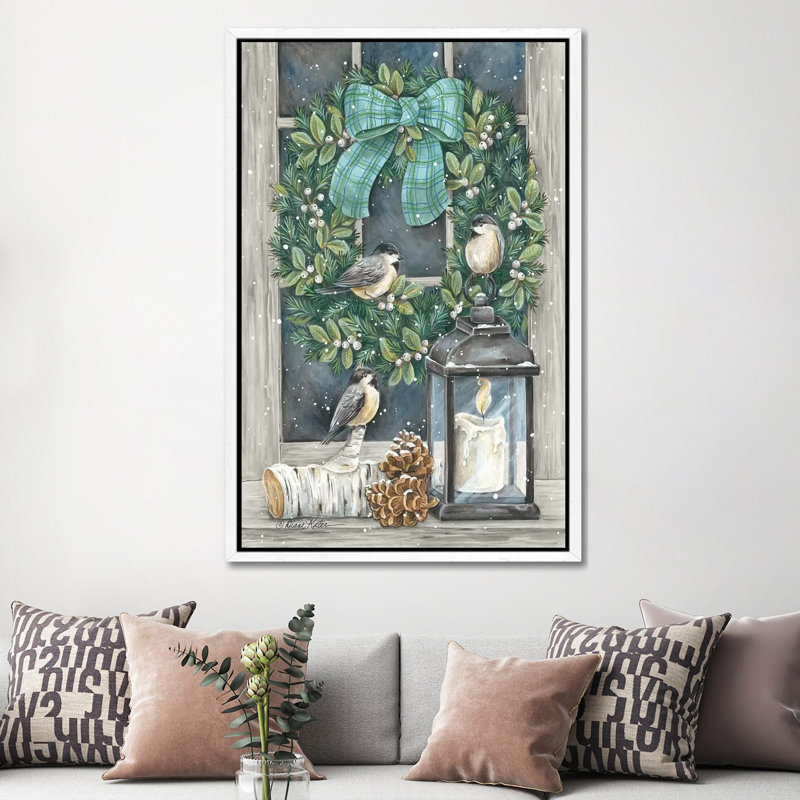Winter Wreath by Diane Kater - Print on Canvas, White Framed, 152.5 cm H x 101.5 cm W