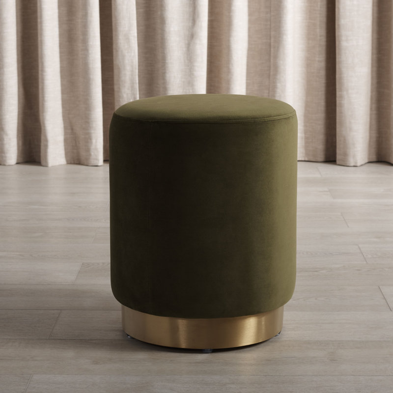 Skye Velvet Ottoman, Olive Green