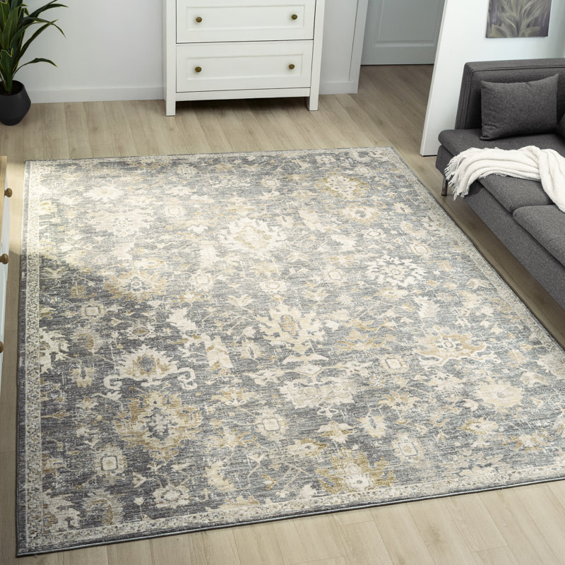 Fortuna Traditional Floral Filigree Performance Woven Indoor Area Rug, 6' x 9'
