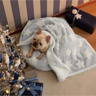 Lesure Waterproof Calming Double-Sided Jacquard Shag & Soft Sherpa Fleece Furniture Protector Dog & Cat Blanket