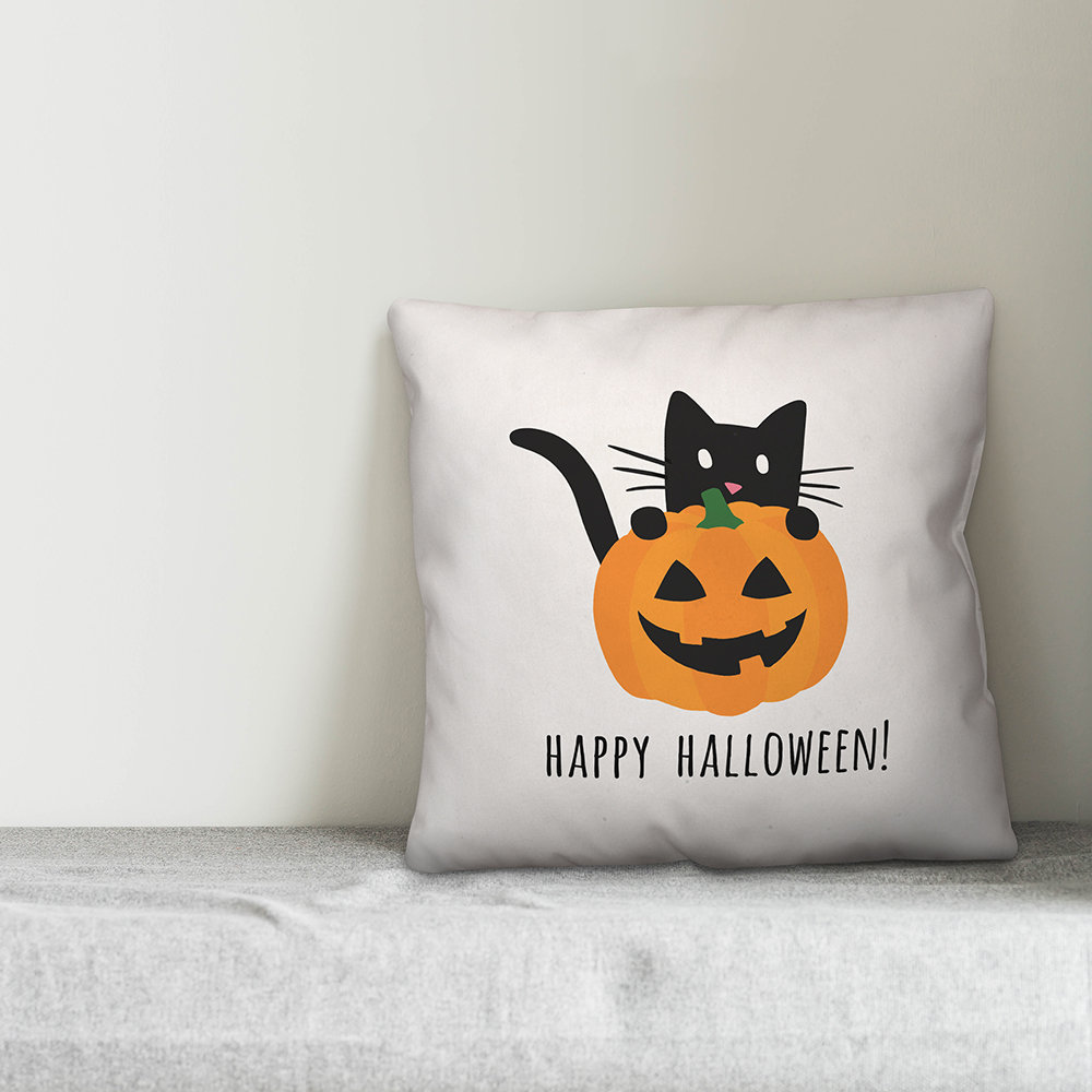  Happy Halloween Cat and Pumpkin Throw Pillow Designs Direct Creative Group 