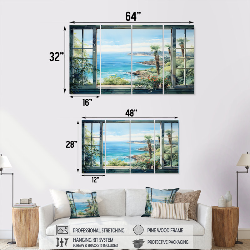 Ensemble d'art mural 4 pièces Seaside, H 28 po x l 48 po