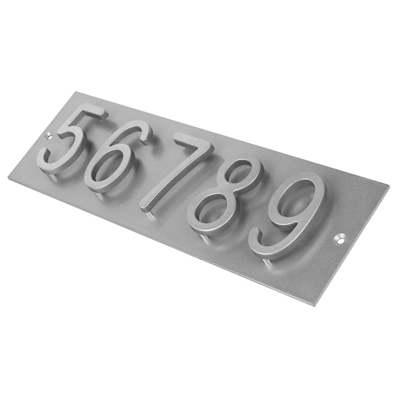 Plaque d'adresse horizontale AMGO, Argent argent, Argent argent, Oui