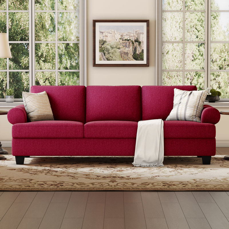 91" Lawson 3-Seater Sofa with Deep Seats, Red Linen