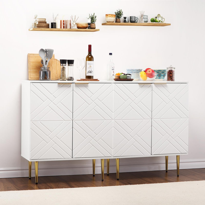 34.5"H Wood Accent Cabinets With 2 Doors, white