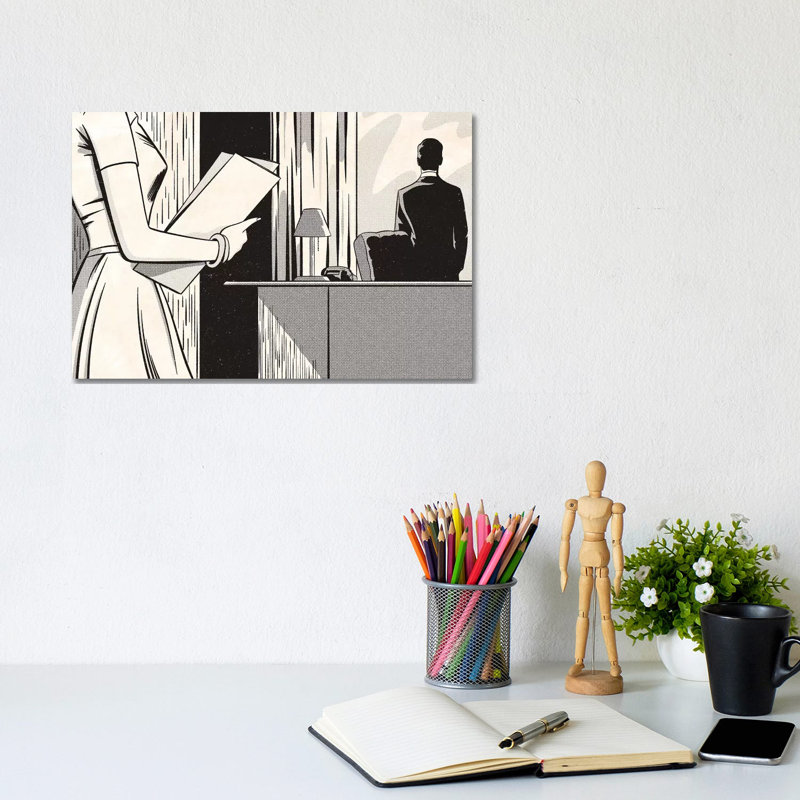 Noir Office by Joseph McDermott - Print on Canvas, Wrapped Canvas, 20.32 cm H x 30.48 cm W