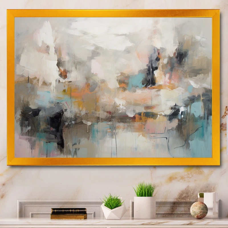 Maryln Serene Waters In Marble III, H 24 po x l 32 po x P 1 po, Cadre flottant doré