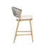 Tabourets de bar d'extérieur, hauteur d'assise 66 cm, structure en aluminium, forme en PE, ensemble de 2, finition érable, style moderne, résistants à la rouille, coussins imperméables, rembourrage en mousse pour tabourets de jardin de différentes hauteurs.