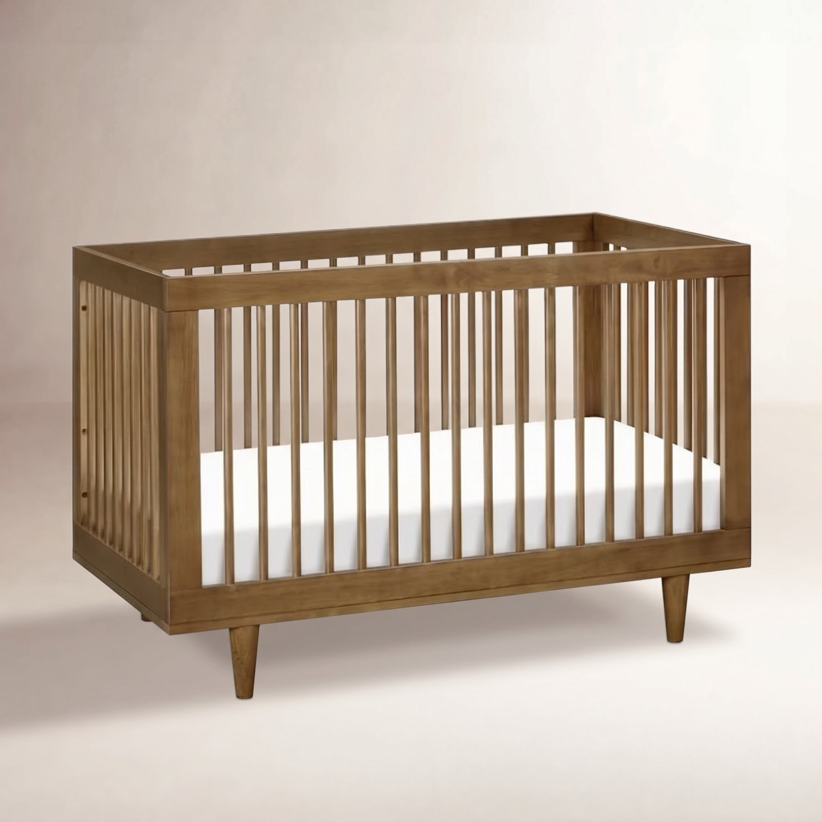 Marley Pine 3-in-1 Convertible Crib, Walnut, Crib + Mattress