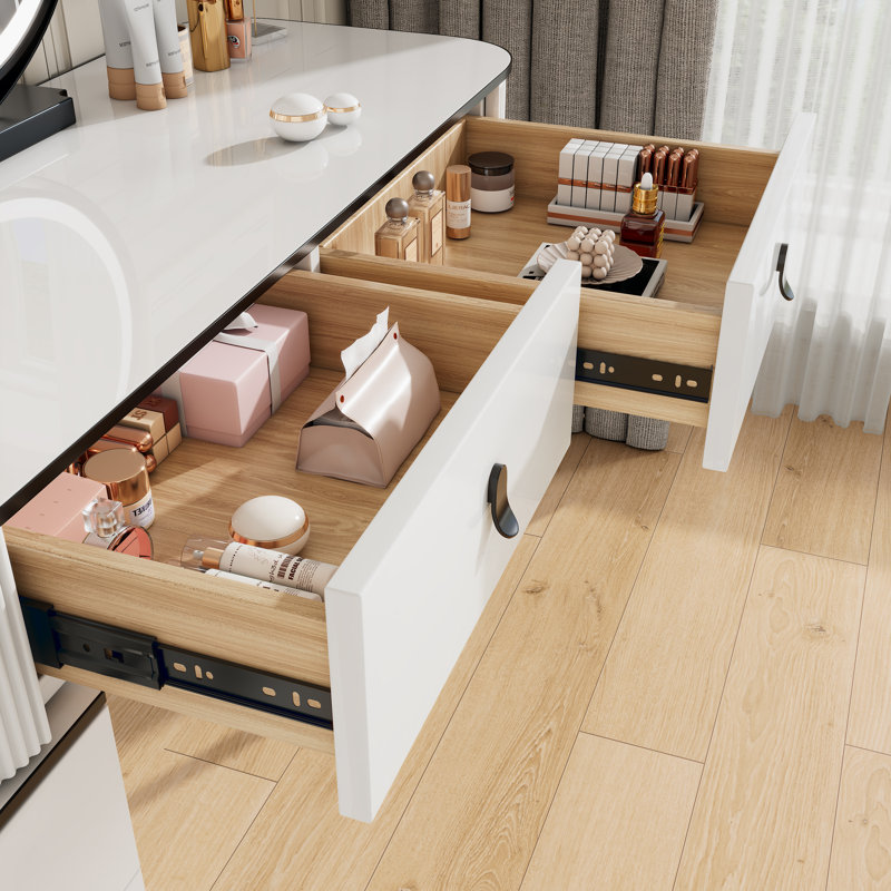 Dressing Table with Mirror, Black/White