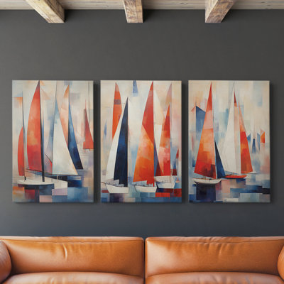 Série Sea and Shore XCIX - Ensemble de toiles tendues avec châssis Premium - Prêt à être accroché