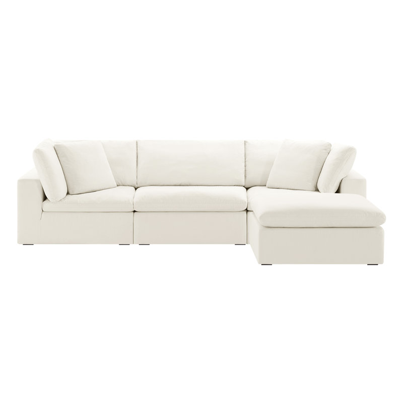 Canapé modulaire Calana Luxe, Perle, 4 pièces (2 d'angle, 1 sans accoudoirs, 1 repose-