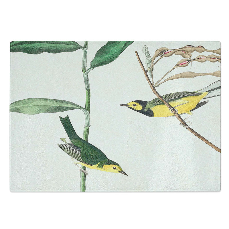 Glass Hooded Warbler Birds by John James Audubon Chopping Board, 28.5 cm W x 20 cm L