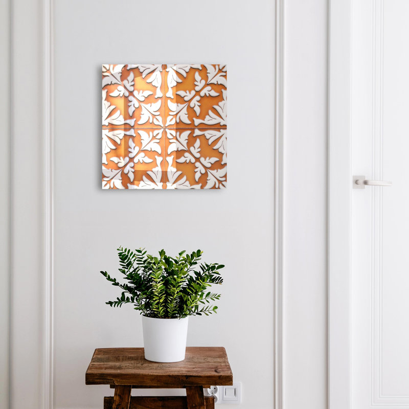 Key cabinet, Opens to the left, 30x30x5, White, White decorations on an orange background, 