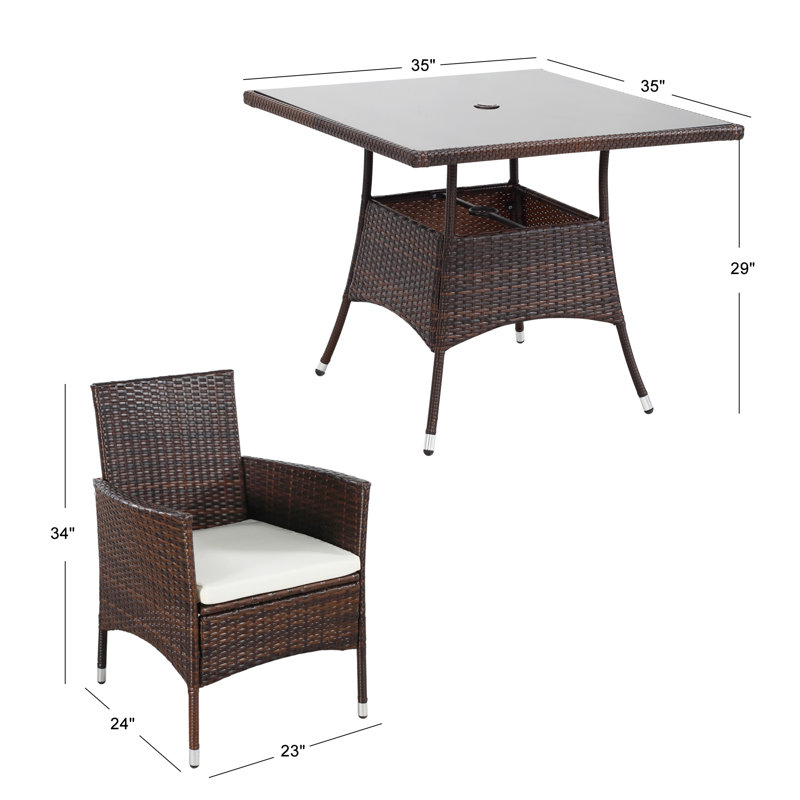 Ensemble repas 5 pièces avec coussins Adrista, Brun