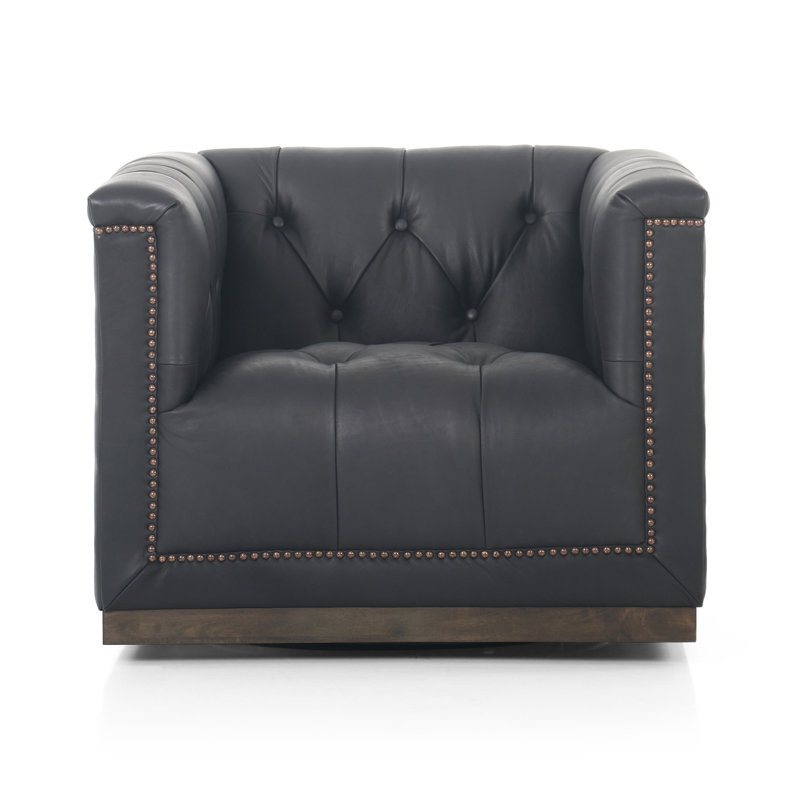 Maxx Swivel Chair, Heirloom Black Leather